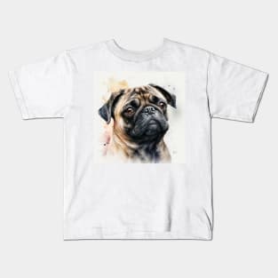 Pug Watercolour Style Painting Kids T-Shirt